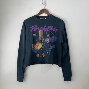 NWT Daydreamer Prince Purple Rain Tee Long Sleeve Womens XS Crop Graphic T-Shirt